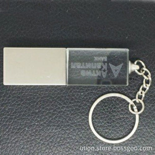 Crystal LED light USB flash drive, free laser engraved logo inside, gift package